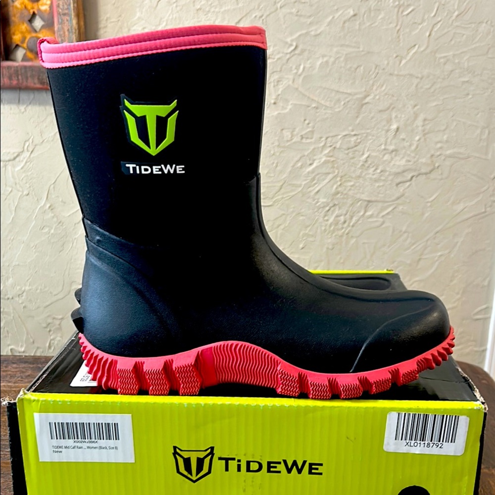 TideWe Women's Mid-Calf, Round Toe, Pull-On Rain Boots Size US 8